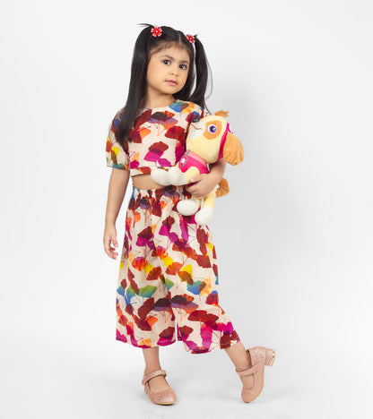 Earthy Leaves Printed Co ord Sets For Girls