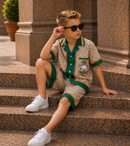 Emerald Heritage Luxe Pure Cotton Co-ord Set For Boys