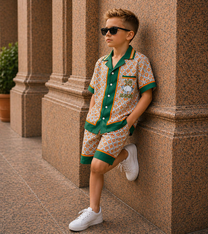 Emerald Heritage Luxe Pure Cotton Co-ord Set For Boys