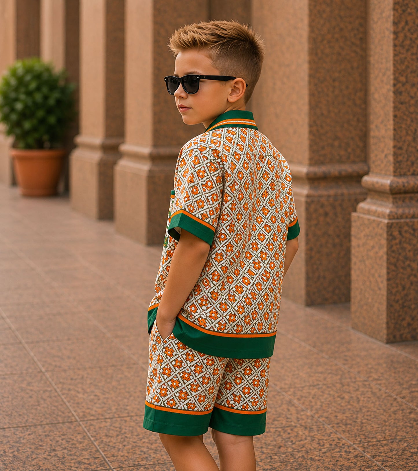 Emerald Heritage Luxe Pure Cotton Co-ord Set For Boys