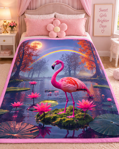 Flamingo Moon Garden Pure Cotton Blanket