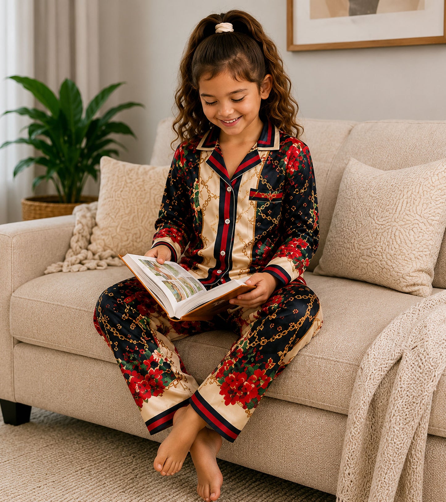 Flora Belle Printed Girls Pure Cotton Nightsuit Set