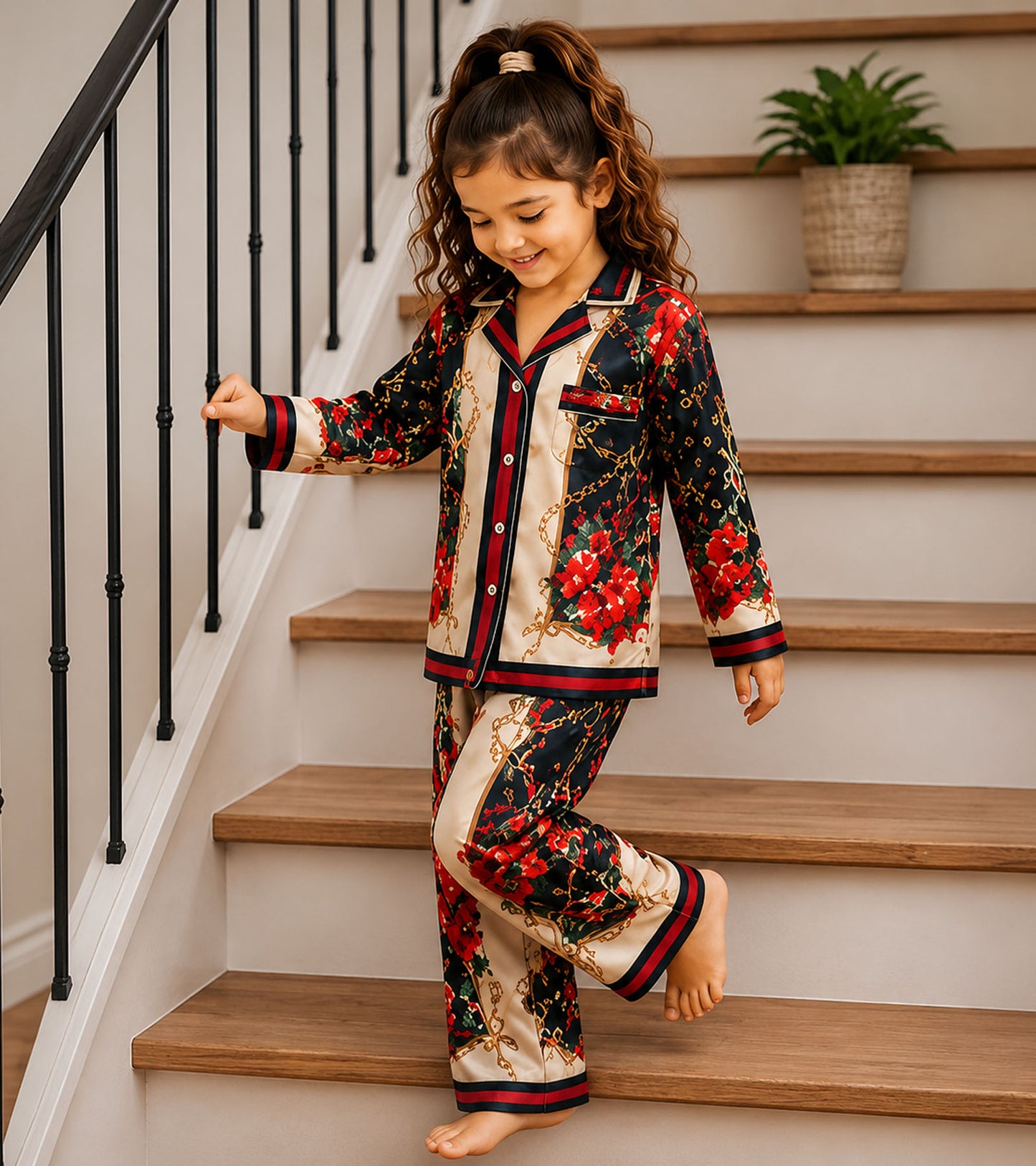 Flora Belle Printed Girls Pure Cotton Nightsuit Set