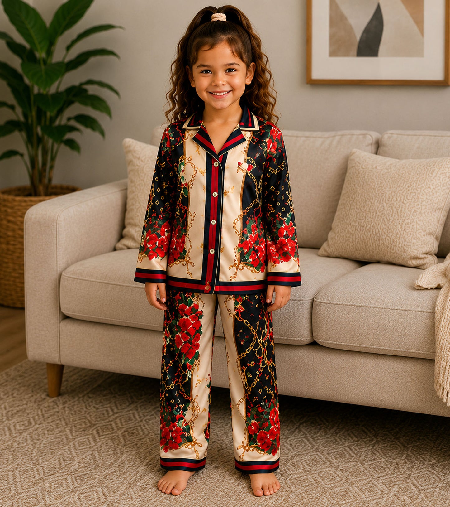 Flora Belle Printed Girls Pure Cotton Nightsuit Set