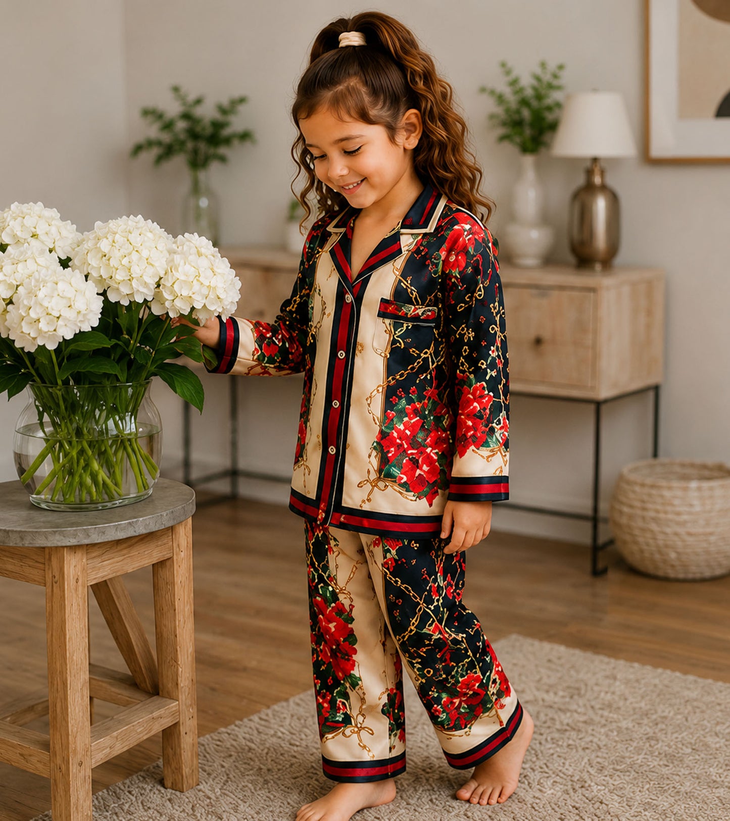 Flora Belle Printed Girls Pure Cotton Nightsuit Set