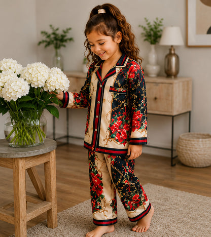 Flora Belle Printed Girls Pure Cotton Nightsuit Set