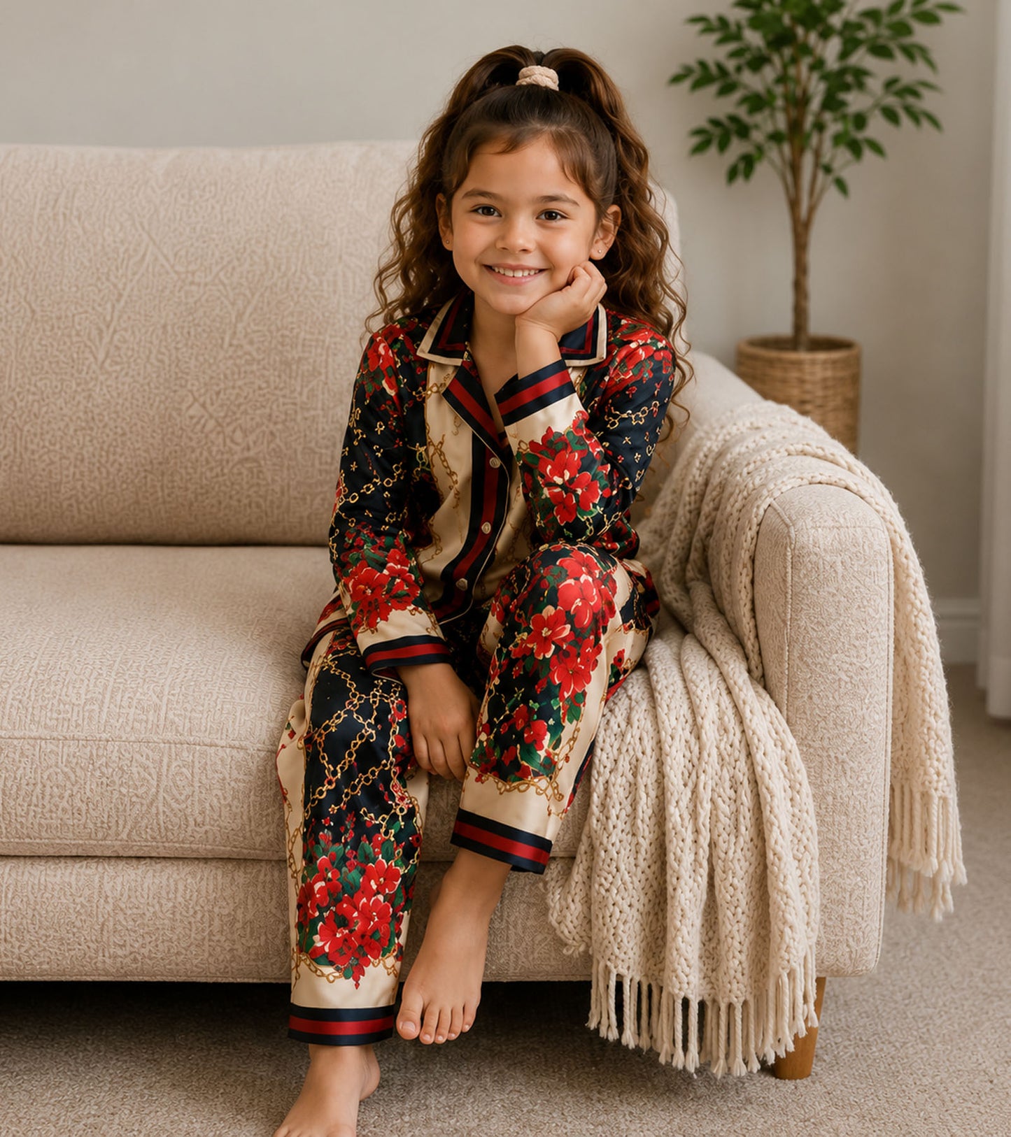 Flora Belle Printed Girls Pure Cotton Nightsuit Set