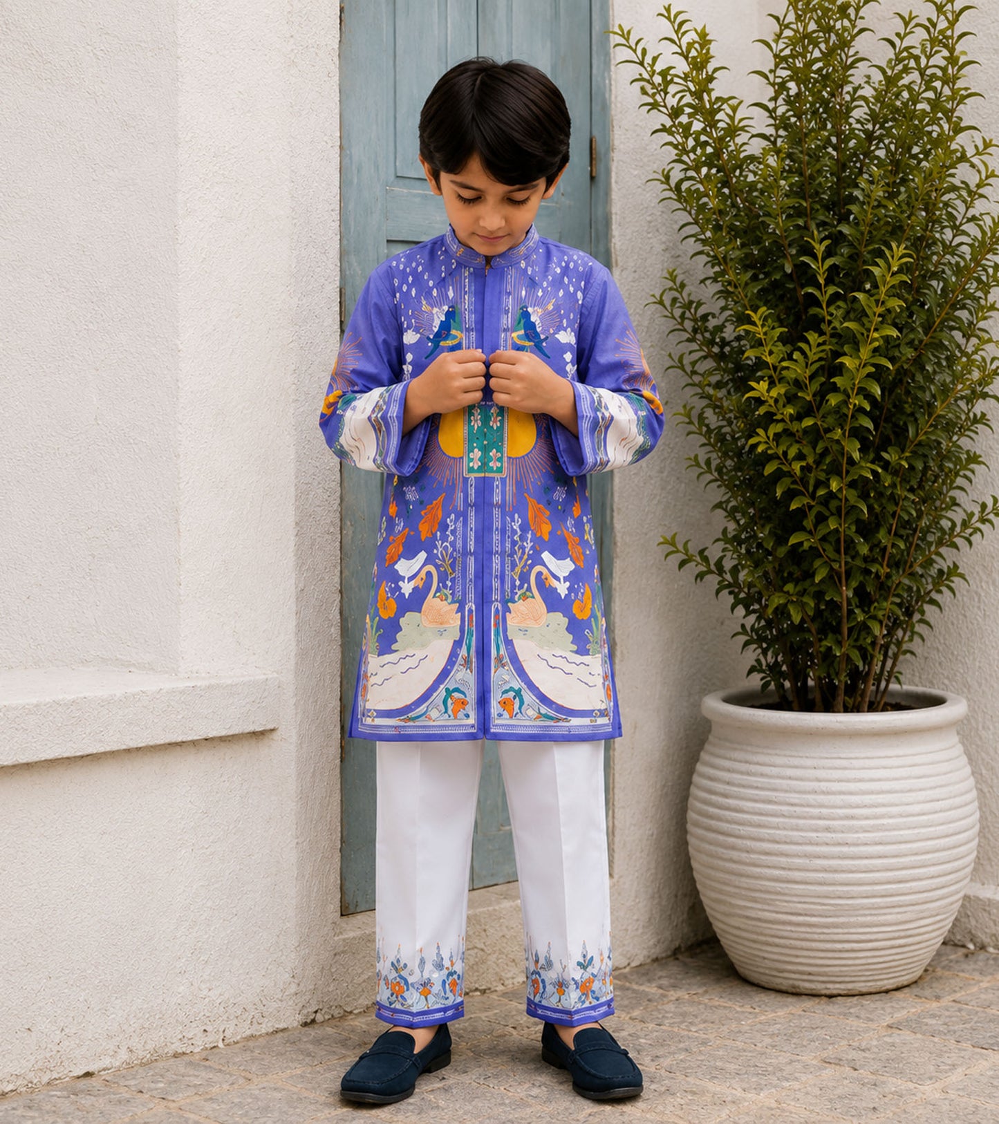Floral Paisley Festive Pure Cotton Kurta Set