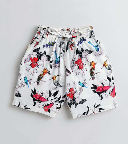 Flower and Bird Printed Boys Co ord Set