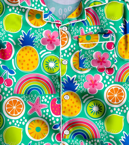 Fruit and Flower Pure Cotton Printed Nightsuit Set