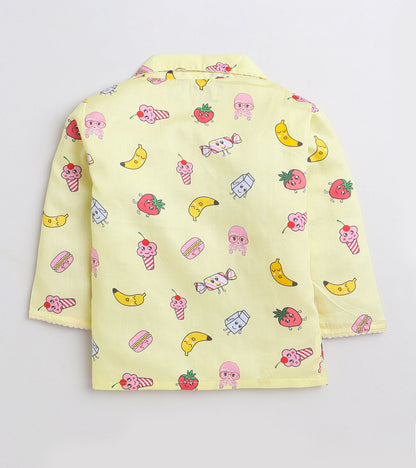 Fruity Printed Girls Night Suit Set