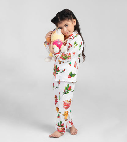 GingerBread Hotchoclate Christmas Printed Nightsuit Set