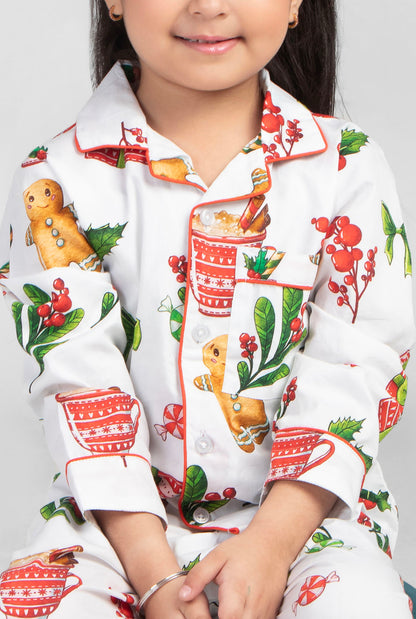 GingerBread Hotchoclate Christmas Printed Nightsuit Set