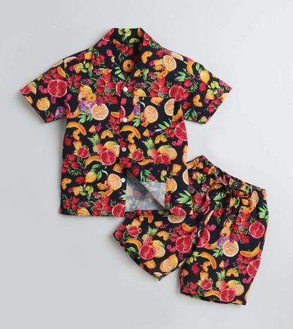 Glorifying Summer Fruits Printed Boys Co ord Set
