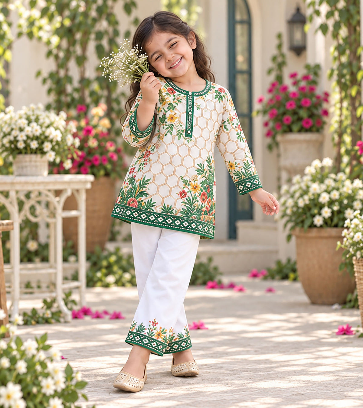 Green Meadow Girls Pyjama Kurta Set
