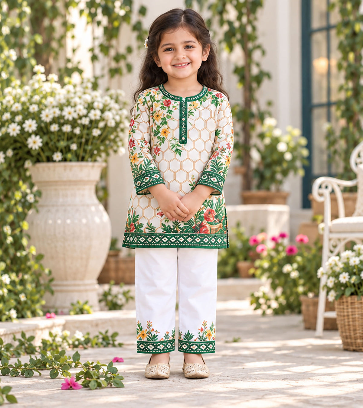 Green Meadow Girls Pyjama Kurta Set