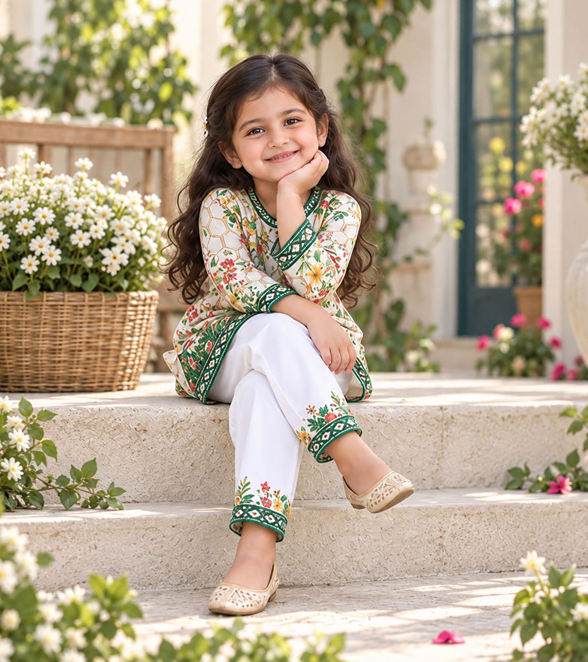 Green Meadow Girls Pyjama Kurta Set