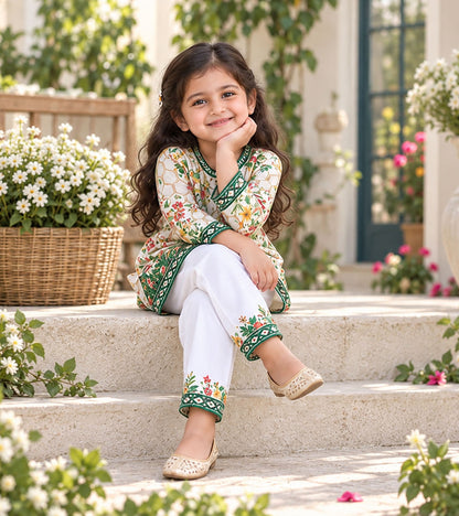 Green Meadow Girls Pyjama Kurta Set