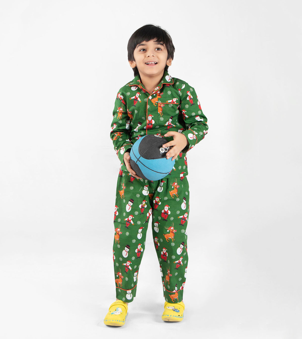 Emerald Santa Christmas Printed Nightsuit Set