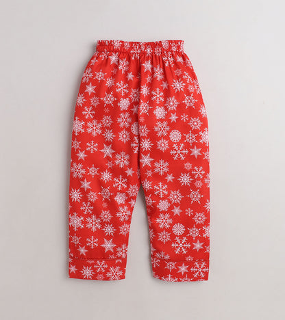 HoHo Christmas Red Printed Nightsuit Set