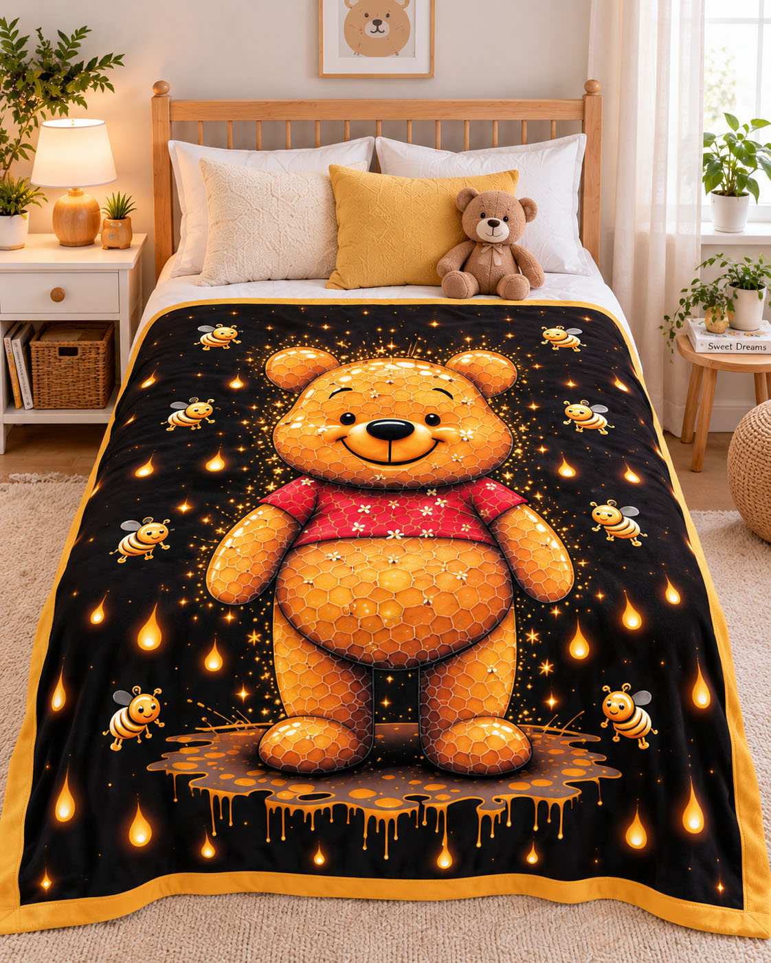 Honey Bear Dreams Pure Cotton Blanket