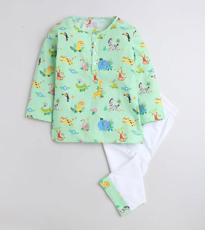 Animal Theme Printed Pyjama Kurta Set