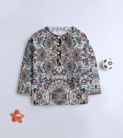 Ikat New Printed Pyjama Kurta Set