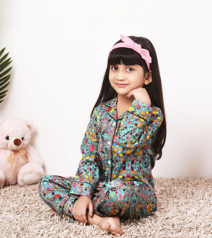 Indiana Motif Printed Girls Nightsuit Set