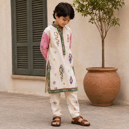 Ivory Blossom Festive Pure Cotton Kurta Set