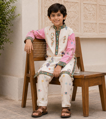 Ivory Blossom Festive Pure Cotton Kurta Set