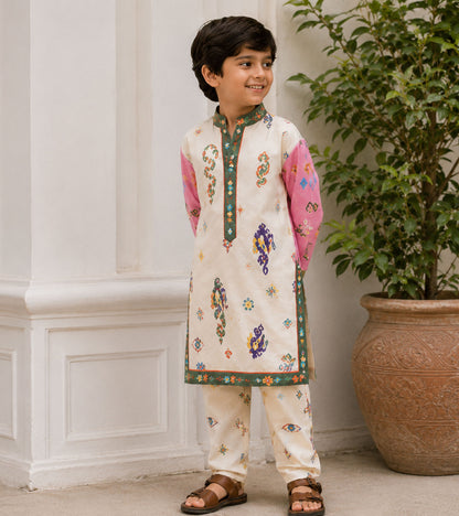 Ivory Blossom Festive Pure Cotton Kurta Set