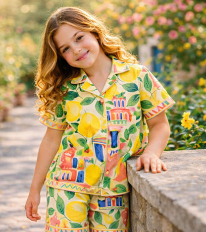 Lemon Garden Printed Girls Pure Cotton Half Nightsuit Set