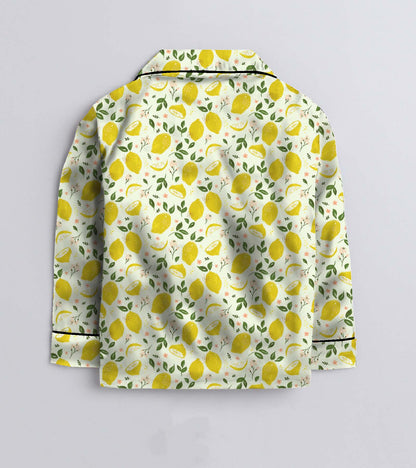 Lemon Printed Girls Pure Cotton Nightsuit Set