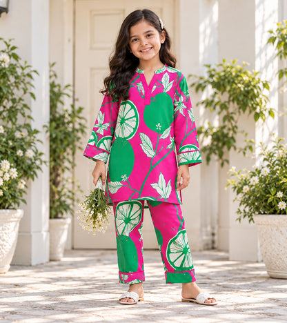 Lime Pop Girls Pyjama Kurta Set