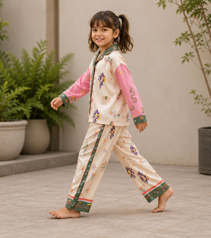 Little Fairy Tale Printed Girls Pure Cotton Nightsuit Set