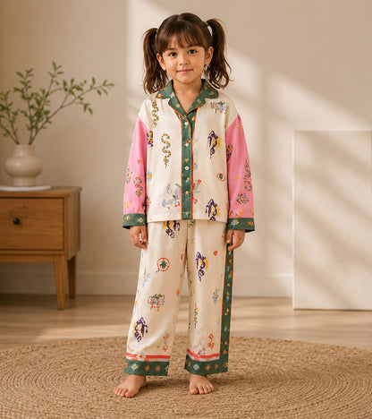 Little Fairy Tale Printed Girls Pure Cotton Nightsuit Set