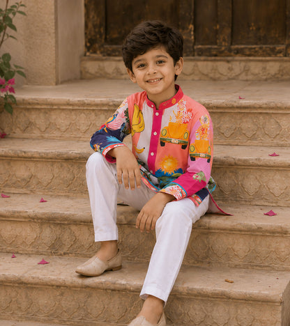 Azure Bloom Festive Pure Cotton Kurta Set