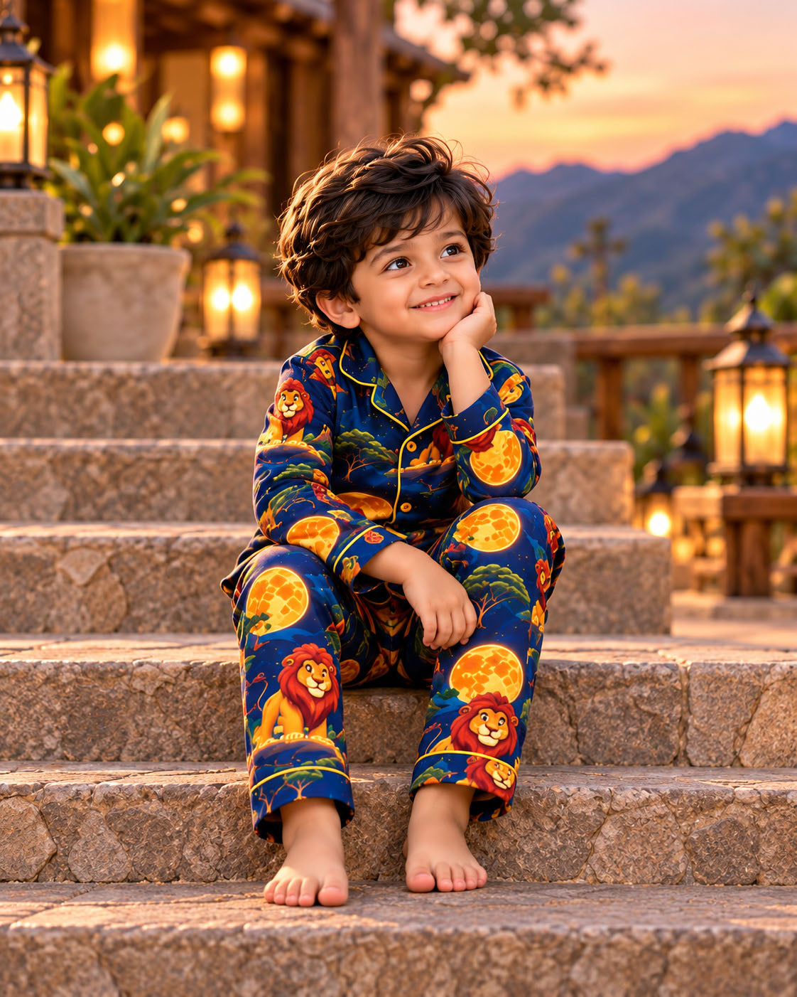Little Lion King Pure Cotton Printed Boys Nightsuit Set