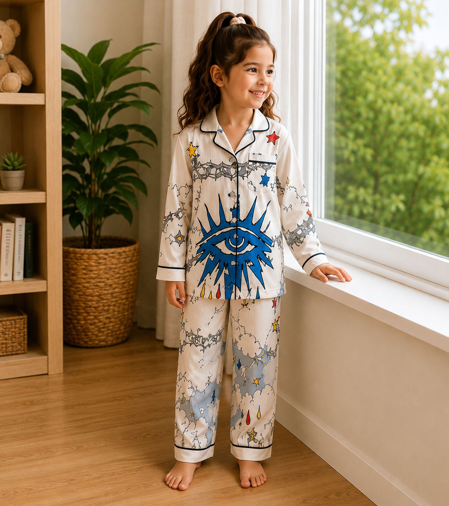 Little Nova  Printed Girls Pure Cotton Nightsuit Set