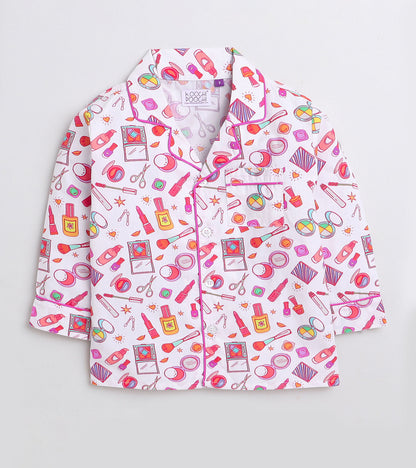 Makeup Junkies Printed Girls Night Suit Set
