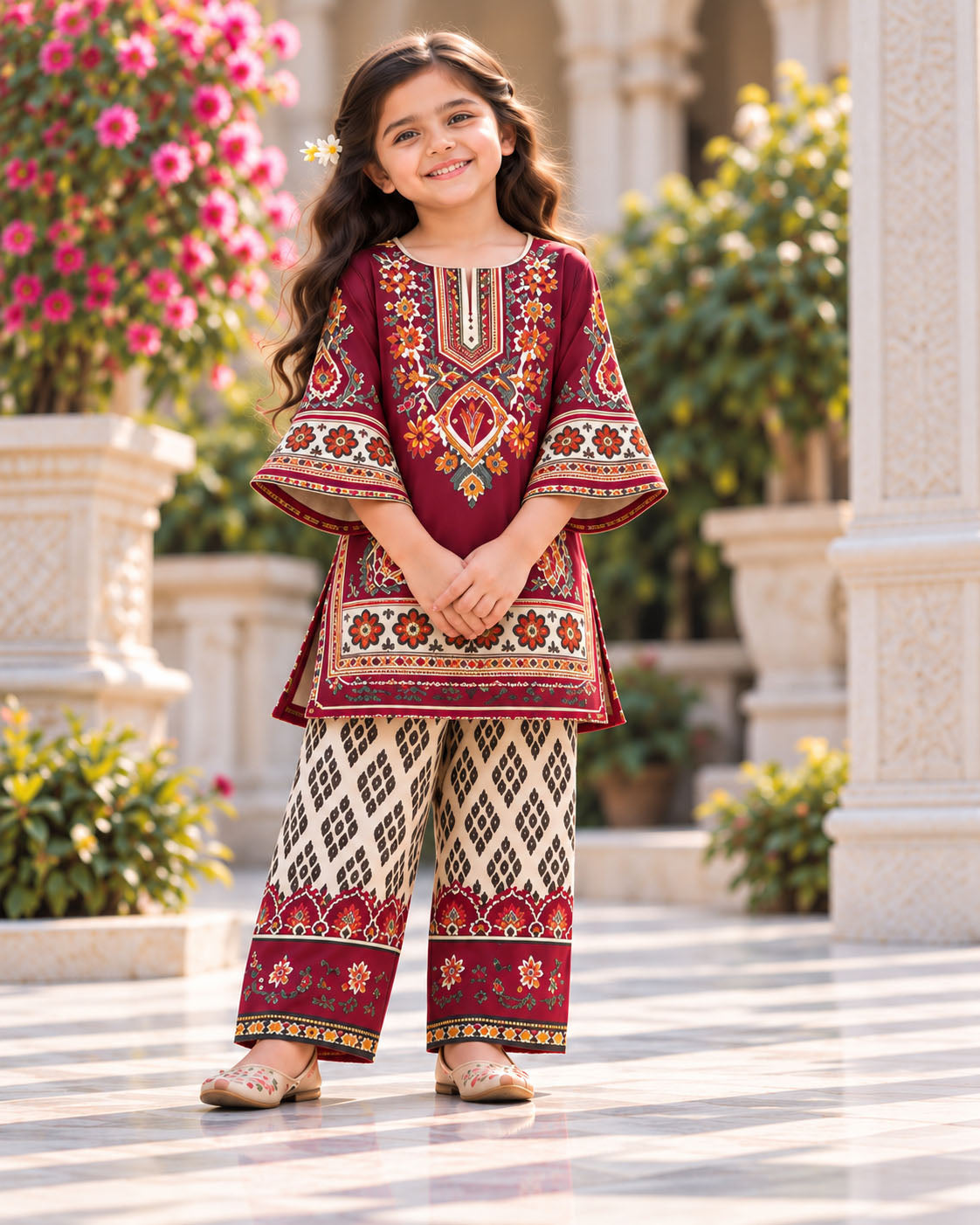 Maroon Folk Designer Ethnic Sets