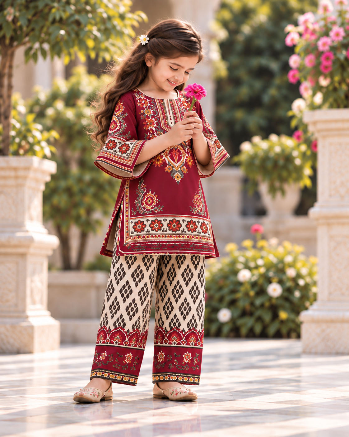Maroon Folk Designer Ethnic Sets