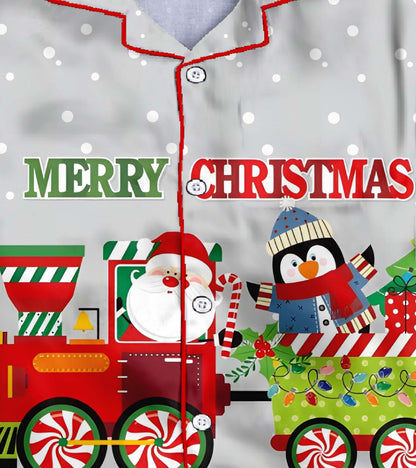 Merry Christmas Gift Pure Cotton Christmas Printed Nightsuit Set