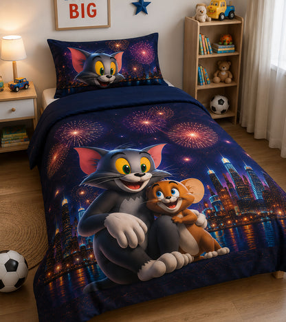 Midnight Cartoon Dreams Bedsheet Set