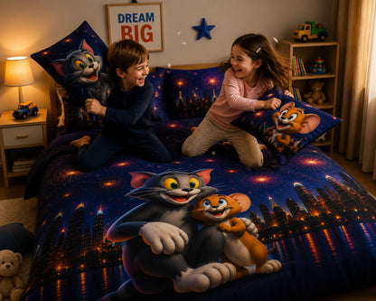 Midnight Cartoon Dreams Bedsheet Set