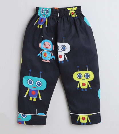 Mini Robot Night Suit Set Half Sleeve