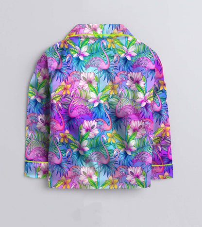 Neon Flemingo Printed Girls Pure Cotton Nightsuit Set