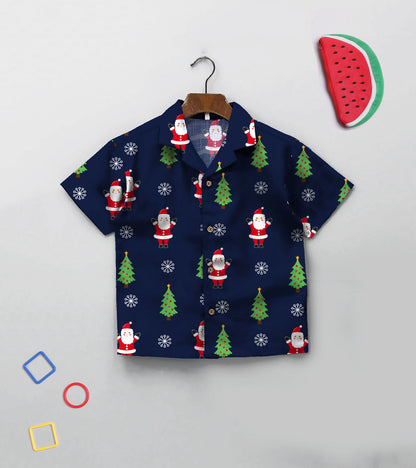 Nevy Christmas  Printed Boys Co ord Set