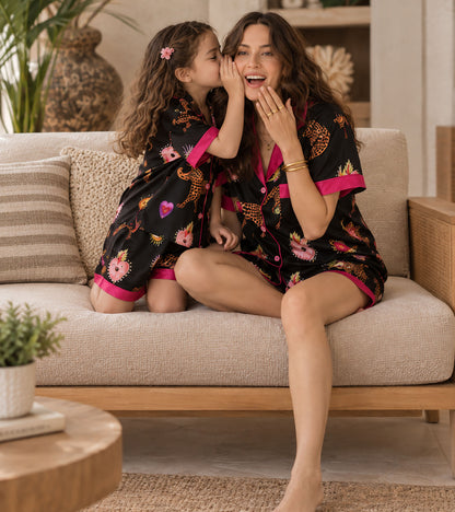 Noir Leopard Luxe Mom & Me Matching Lounge Set