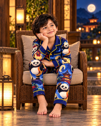 Panda Dreams Pure Cotton Printed Boys Nightsuit Set